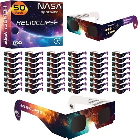 Amazon Com Helioclipse 50 Pack Solar Eclipse Glasses Nasa Approved