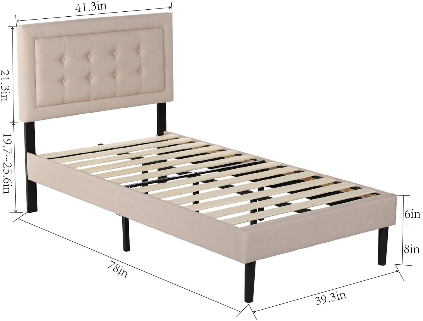 Amazon Com Vecelo Upholstered Platform Bed Frame With Adjustable