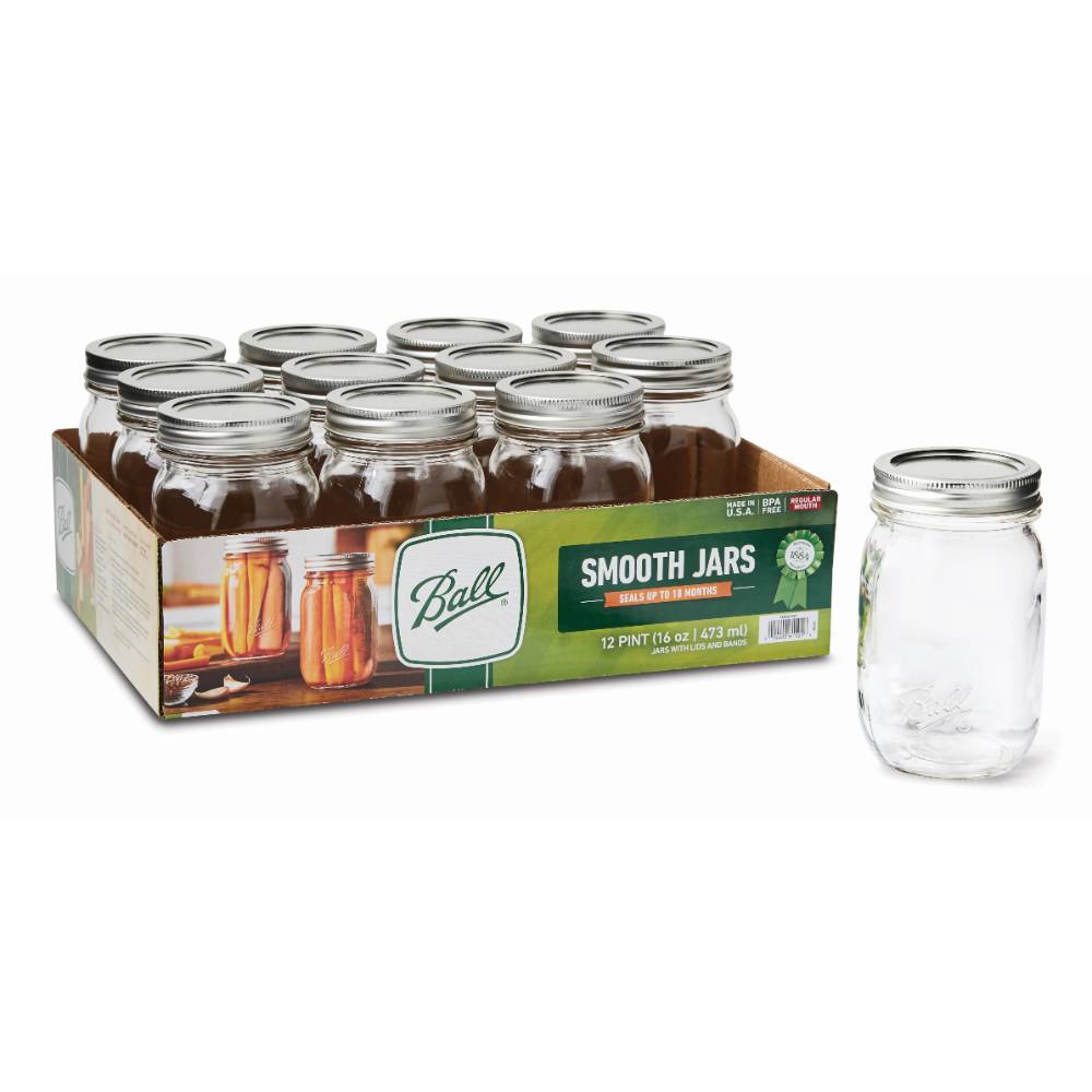 Ball Smooth Sided Glass Mason Jars With Lids Bands Regular Mouth