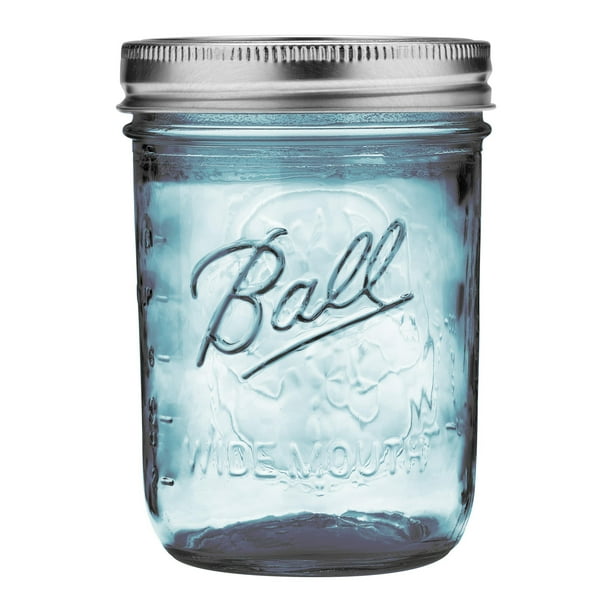 Ball Wide Mouth Collection Elite Blue Pint Glass Mason Jars With Bands And Lids 16 Oz 4 Count