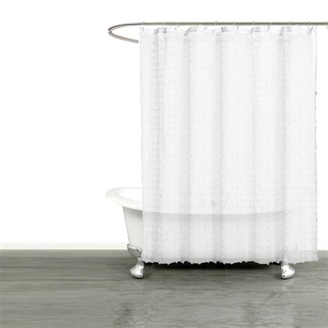 Bathroom And More Collection Sheer White Fabric Shower Curtain With