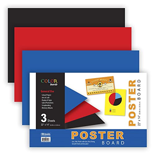 Bazic Poster Board 22 X 14 Assorted Colored Poster Board Paper For