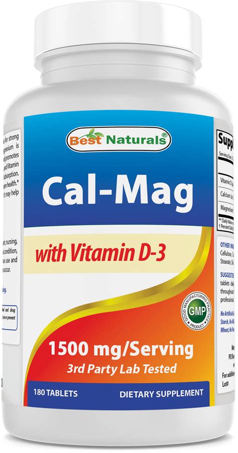 Best Naturals Calcium Magnesium With Vitamin D3 1500Mg 180 Tablets