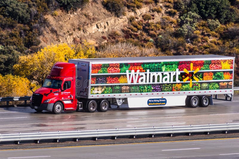 Dec 8 2019 Los Angeles Ca Usa Walmart Truck Driving On The