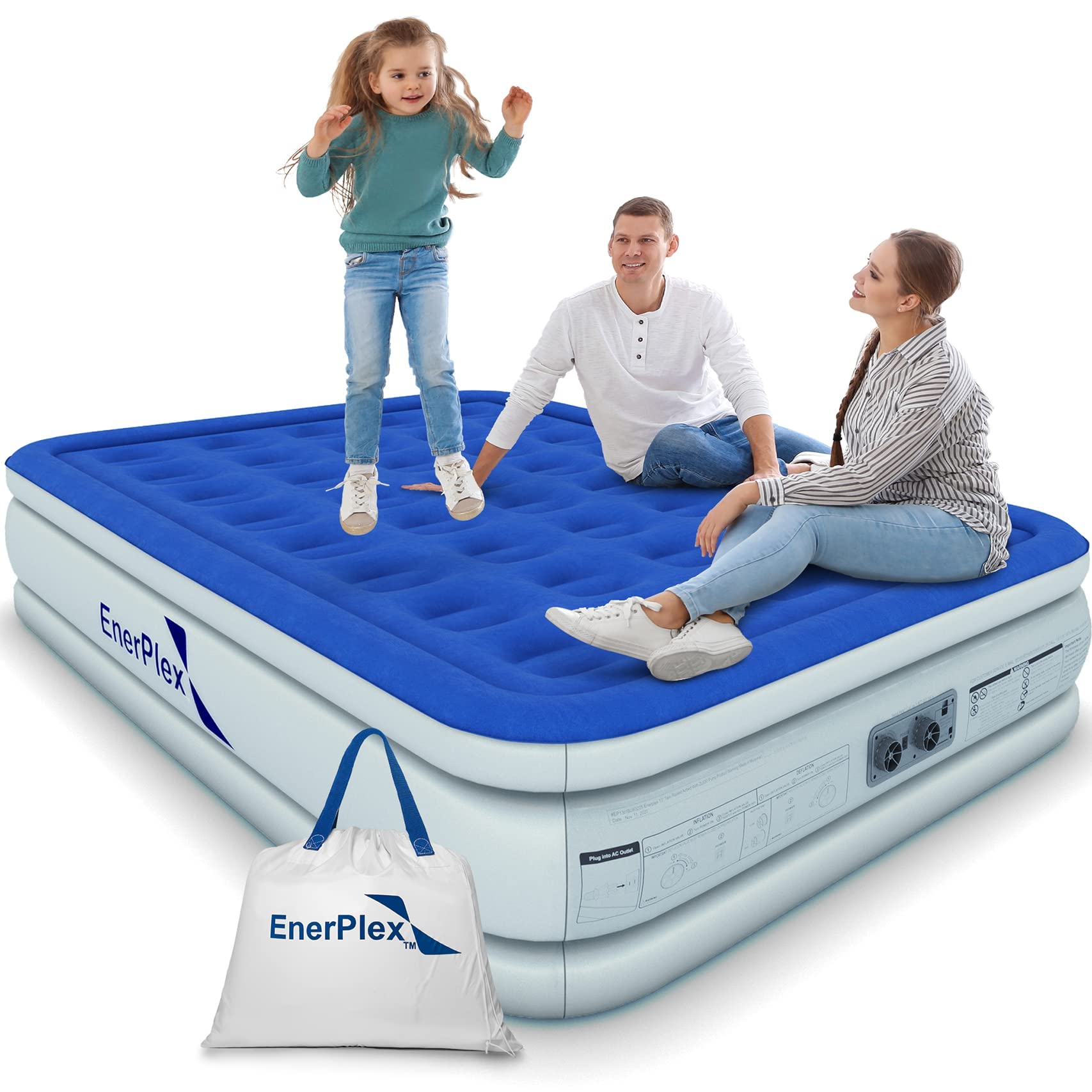 Enerplex Twin Air Mattress With Self Inflation Double Height Built In