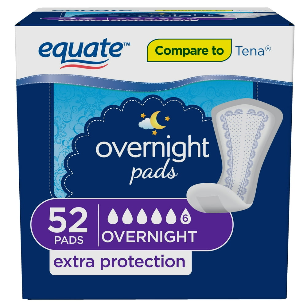 Equate Overnight Women Amp 39 S Ultimate Regular Incontinence Pads 52 Count Walmart Com Walmart Com