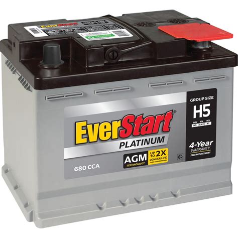 Everstart Platinum Agm Automotive Battery Group Size H5 12V 680 Cca