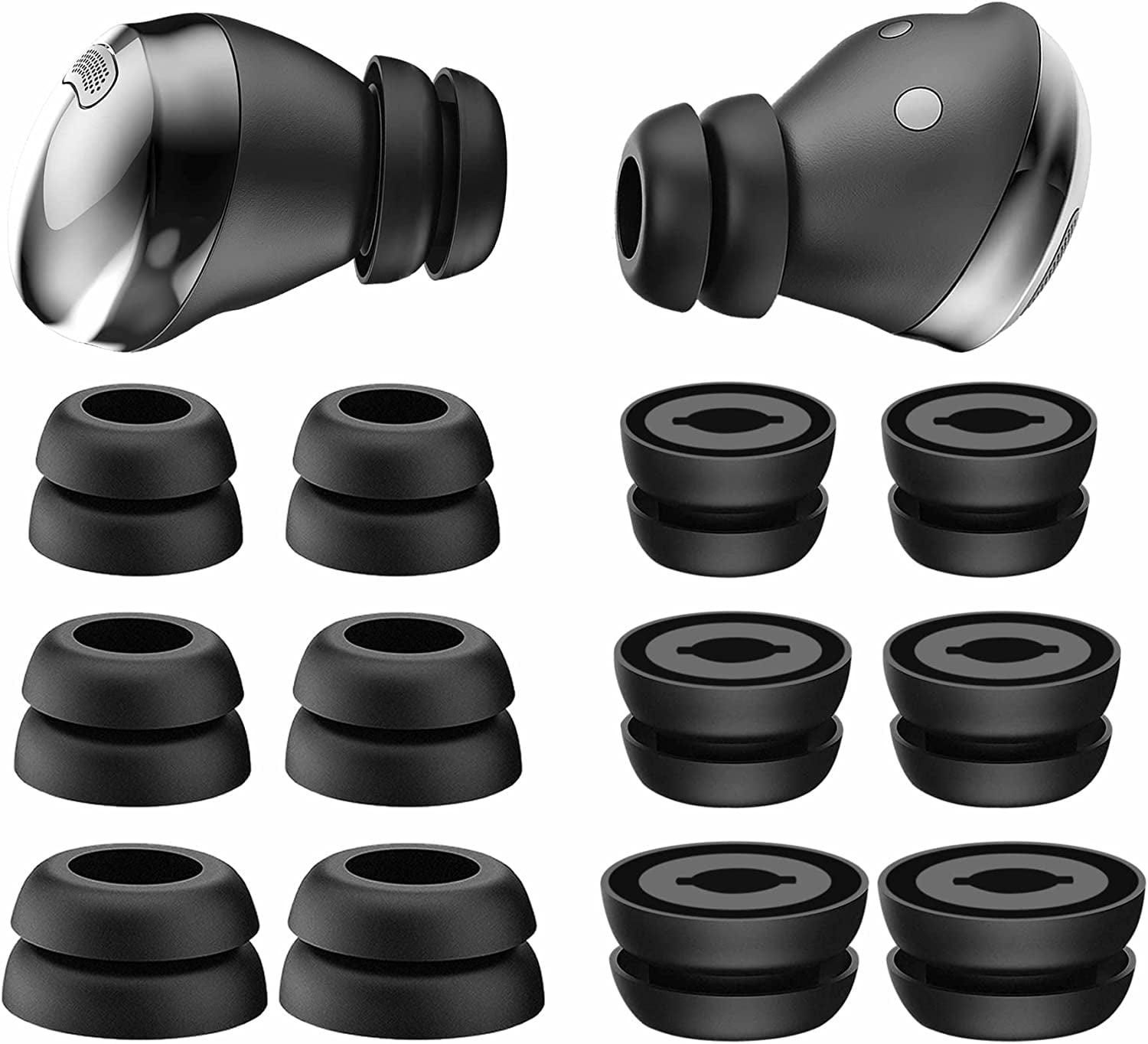 Galaxy Buds3 Pro Silicone Ear Tips Replacement Set S M L Sizes Black