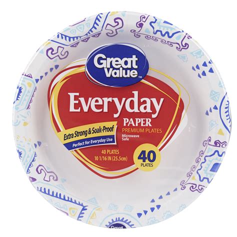 Great Value Everyday Paper Dinner Plates 10 1 16 40 Count Walmart