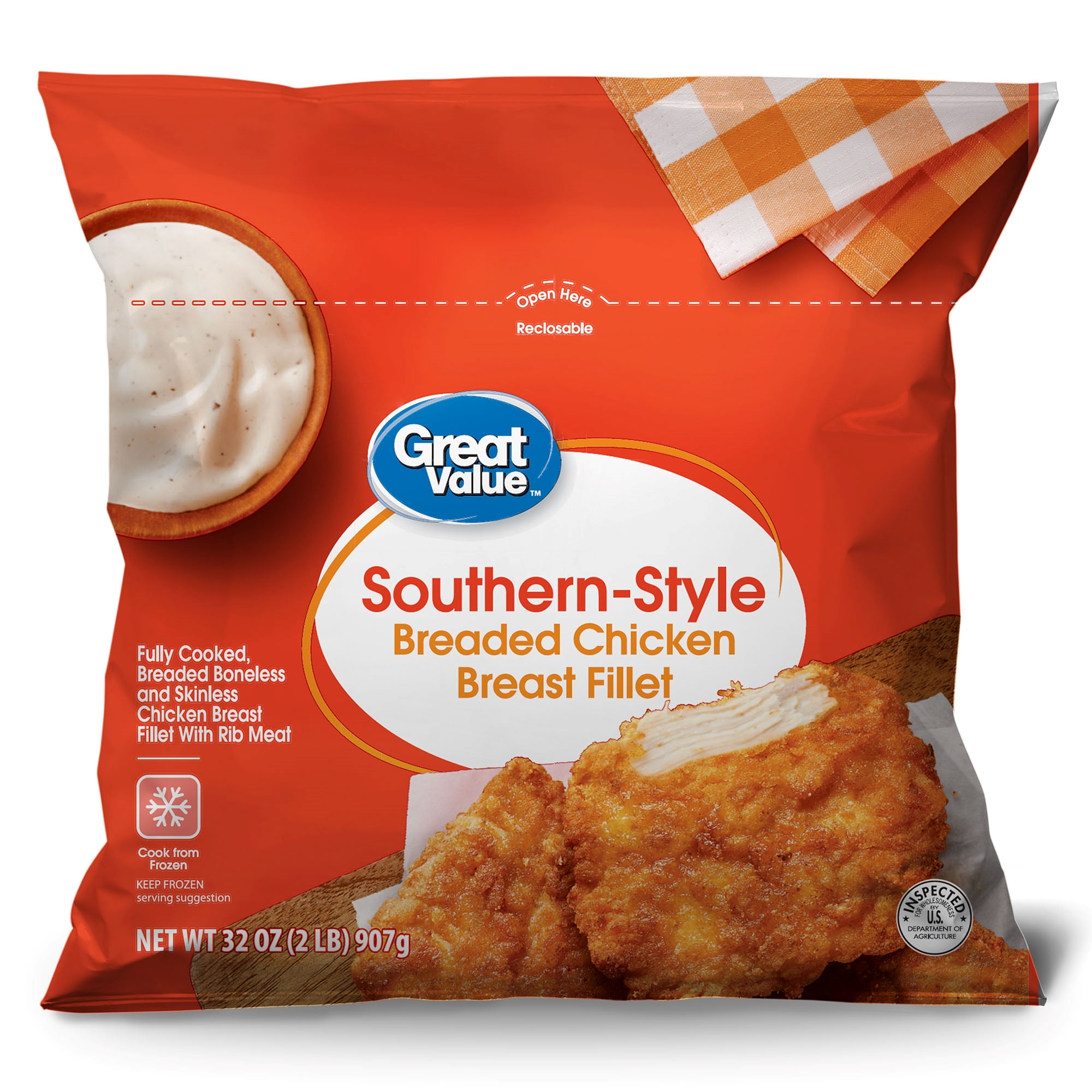 Great Value Fully Cooked Southern Style Chicken Breast Fillet 32 Oz Walmart Com