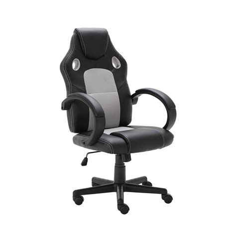 Henmomu Pu Swivel Desk Chair Fixed Arm Computer Gaming Chair High