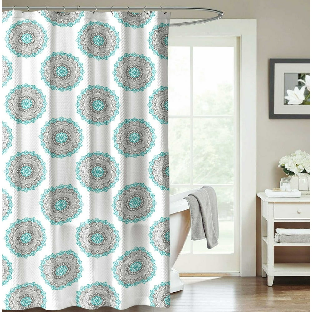 Madallion Mint Gray Shower Curtain For Bathroom Walmart Com Walmart Com