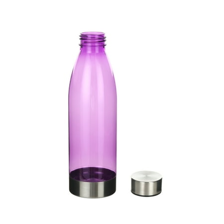 Mainstays 22 Ounce Purple Plastic Water Bottle With Stainless Steel Lid