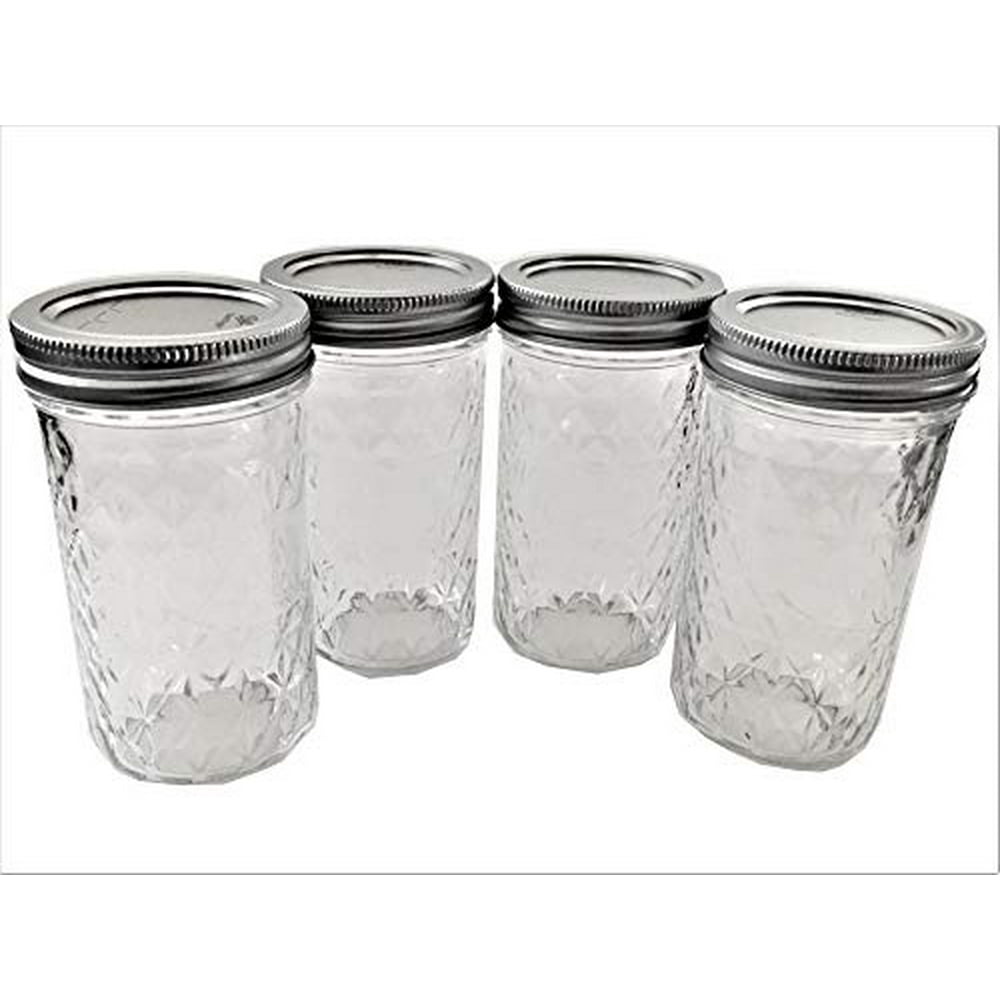 Mason Ball Jelly Jars 12 Oz Each Quilted Crystal Style Set Of 4