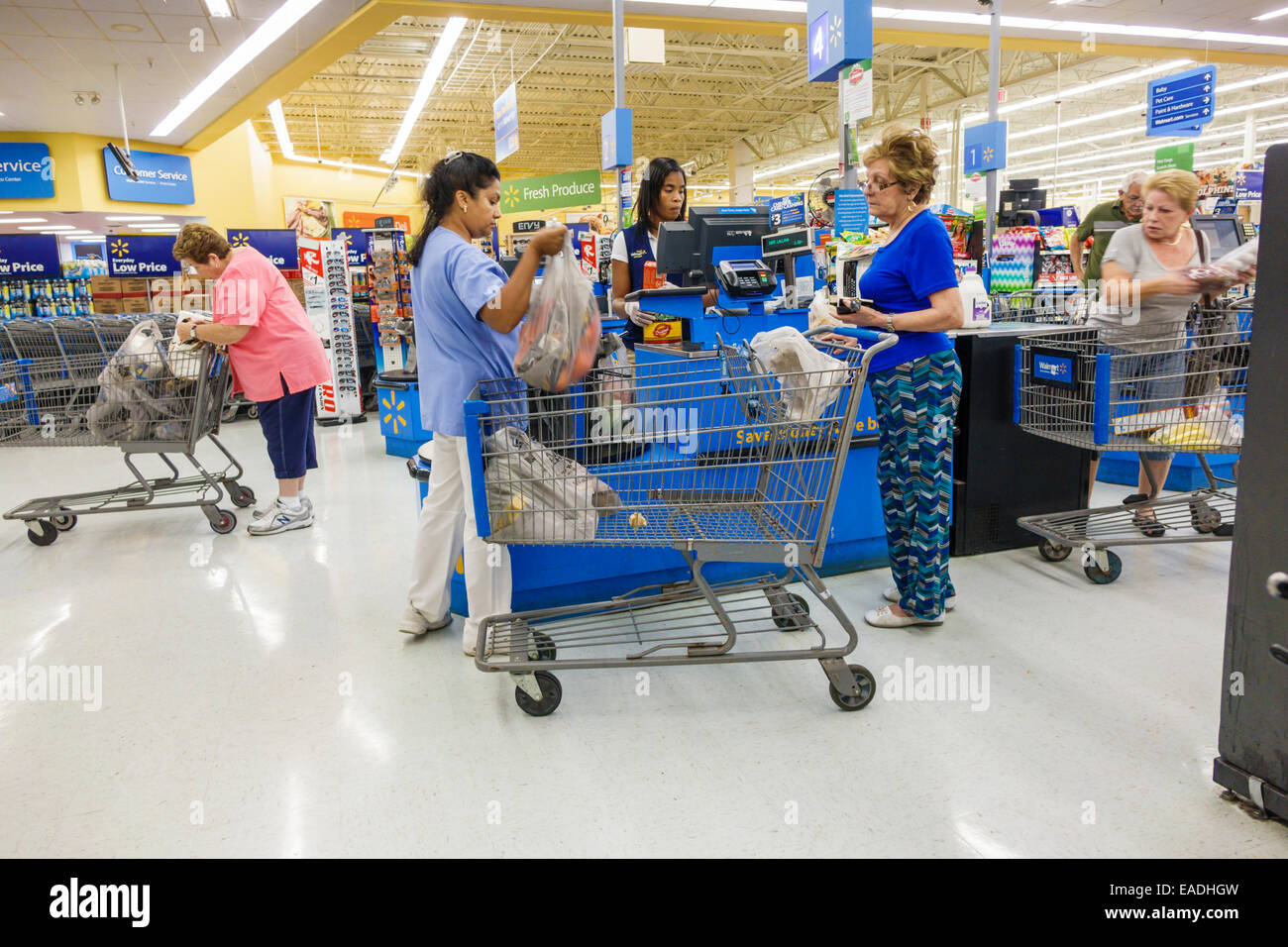 Miami Florida Walmart Shopping Check Out Line Queue Cashier Customer