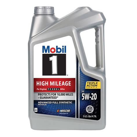 Mobil 1 High Mileage Full Synthetic Motor Oil 5W 20 5 Quart Walmart Com