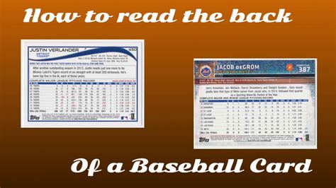 Part 1 How To Read The Back Of A Baseball Card Pitcher Card