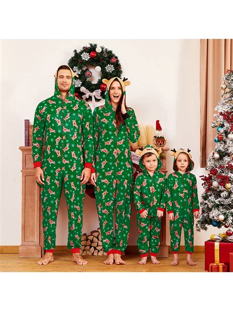 Patpat Green Mommy And Me Reindeer Christmas Family Matching Onesie