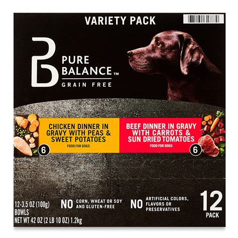 Pure Balance Chicken Dinner Beef Dinner Wet Dog Food Variety Pack 3