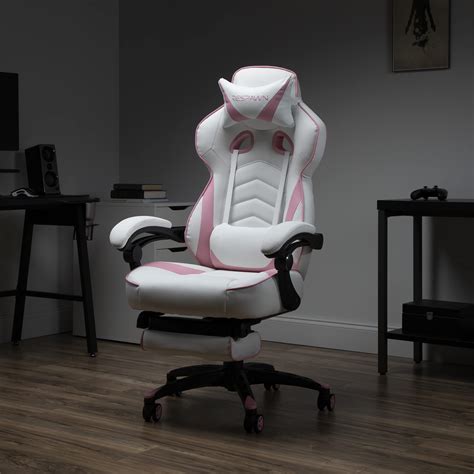 Respawn 110 Racing Style Gaming Chair Reclining Ergonomic Leather Chair With Footrest In Pink