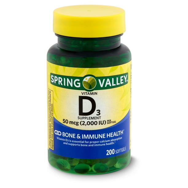 Spring Valley Vitamin D3 Supplement 50 Mcg 2 000 Iu 200 Count