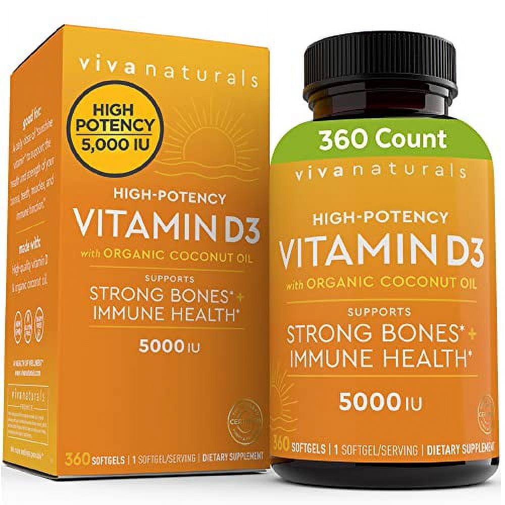 Vitamin D3 5000 Iu 360 Softgels High Potency Vitamin D Made With