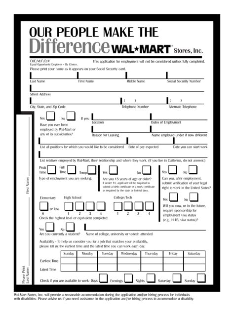 Walmart Application In Pdf