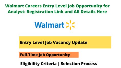 Walmart Careers Entry Level Job Opportunity For Analyst Registration