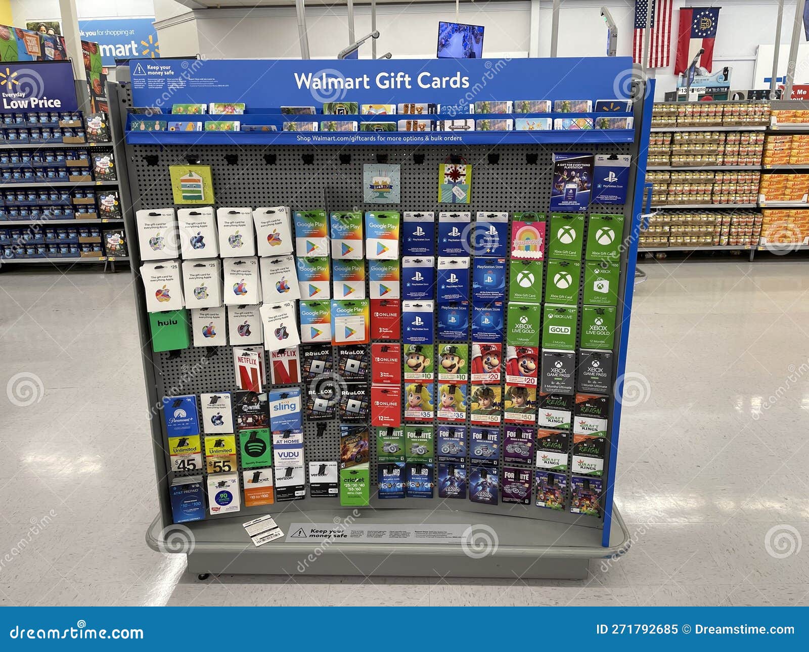 Walmart Interior Gift Card Center Various Gaming Cards Editorial Image