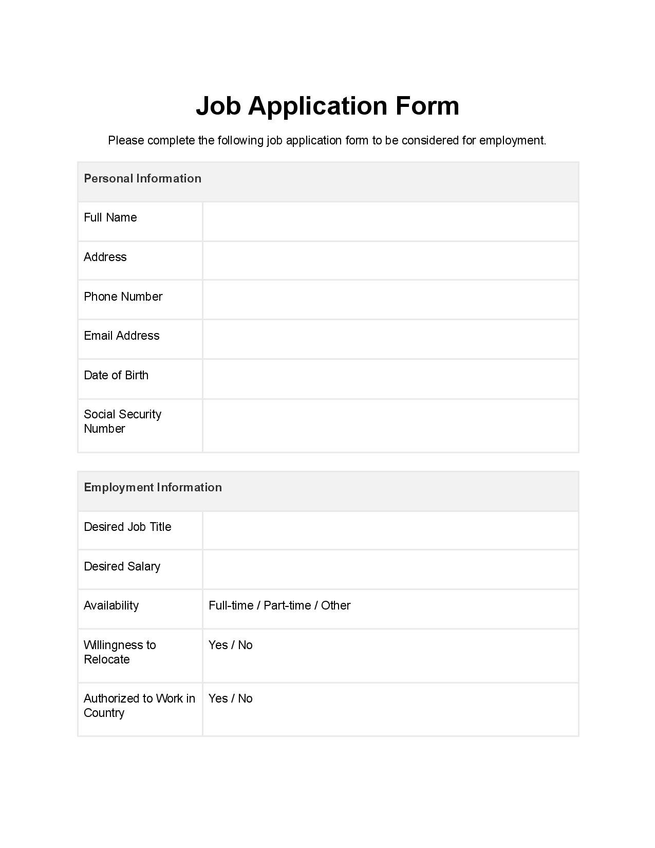 Walmart Online Job Application For Employment Forms And Templates