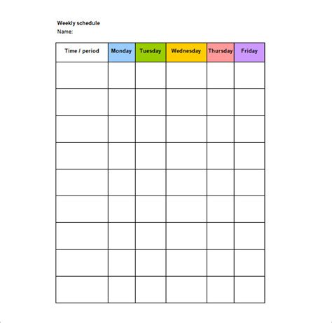 Weekend Schedule Template Excel Printable Schedule Template